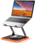 RGB Laptop Stand for Desk, Adjustable Ergonomic Laptop Riser with 360° Rotating Base, Foldable & Portable Computer Stand, Suitable for All 10-16” Laptops