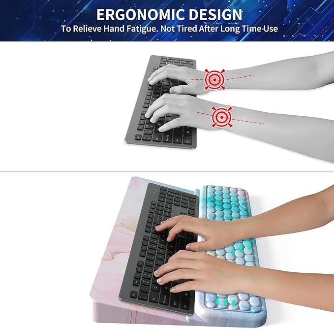 Keyboard Stand for Desktop, Keyboard Wrist Rest, Ergonomic Keyboards Holder for Easy Typing Working, Wrist pad for Keyboards with Comfortable Wrist Rest for Keyboard Blue Pink
