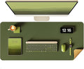 YSAGi Double-Sided Desk Pad, 35.4"x17"Leather Desk Mat, Eco Cork Desk Pad Protector,Large Mouse Pad,Waterproof Desk Blotter for Office/Home(Olive Green)