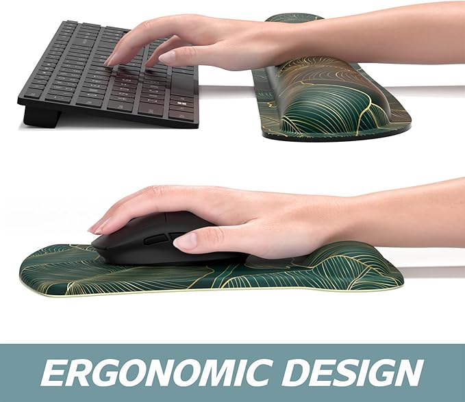 ITNRSIIET Mouse Pad Wrist Support Keyboard Wrist Rest Pad Ergonomic Mousepad Non-Slip Memory Foam Keyboard Pad Easy Typing Pain Relief Perfect for PC Laptop Gaming Office, Palm Texture