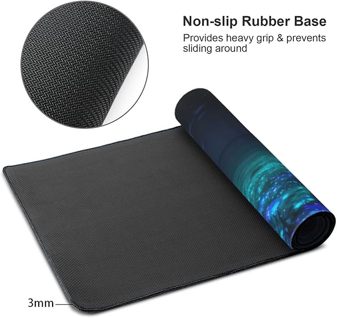 Gaming Mouse Pad,Large Mouse Pads for Desk,Non-Slip Rubber Base Extended Mousepad,XXL Keyboard Mouse Mat,Stitched Edges Computer Keyboard Desk Pad,35.4x15.8inch,Moon Ocean