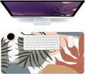 Desk Mat Large Protector Pad 31.5" ×15.7", Non-Slip PU Leather Desk Blotter, Waterproof Mouse Pad for Office Home Abstract Leaf