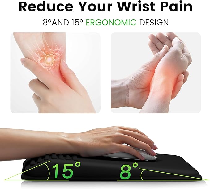 MEKASS Mouse Pad with Wrist Rest, Ergonomic Slope Mousepad for Carpal Tunnel, Memory Foam Desk Computer Wrist Support Mouse Pad with for Office Home (Dark Gray)