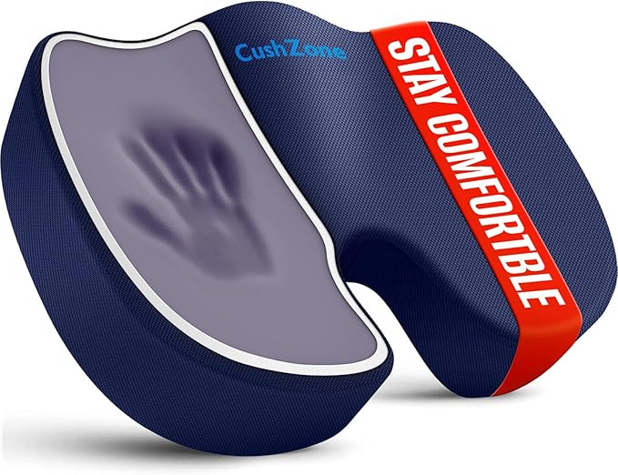 Office Chair Cushions, Memory Foam Coccyx Cushion for Tailbone Support Office Chair Car Seat, Sciatica, Coccyx, Lower Back Support (Blue)
