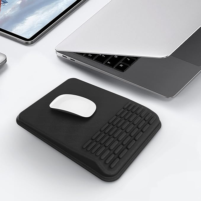 MEKASS Mouse Pad with Wrist Rest, Ergonomic Slope Mousepad for Carpal Tunnel, Memory Foam Desk Computer Wrist Support Mouse Pad with Non-Slip PU Base for Office Home (Beach)