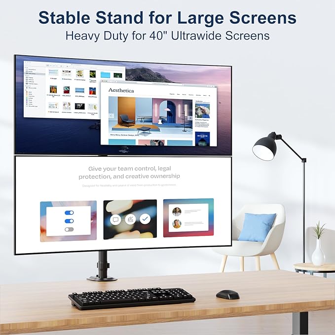 Stacked Monitor Mount - Extra Tall Vertical Monitors Stand for 17-40 Inch Screen, Fully Adjustable and Hold 26.4 lbs per Arm, VESA 75/100 mm