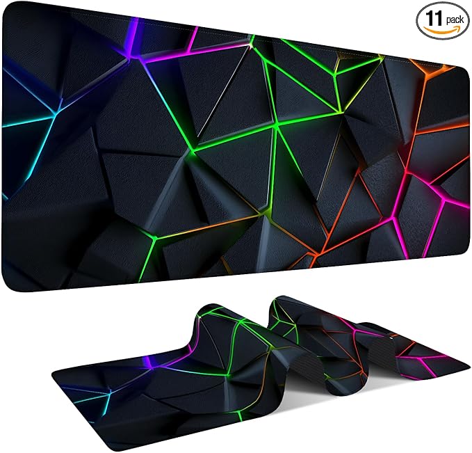 Energy Band Extended Gaming Mouse Pad 35.4x15.7Inch Large Desk Mat Anti-Slip Rubber Base & Durable Stitched Edges for Gamers Smooth Mouse Writing Surface for Desk Office/Home