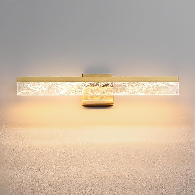 Gold Vanity Light - 24 Inch Modern Bathroom Light Fixture Over Mirror 18W 3000K Warm Lighting Dimmable LED Vanity Lights for Bathroom Restroom Mirror