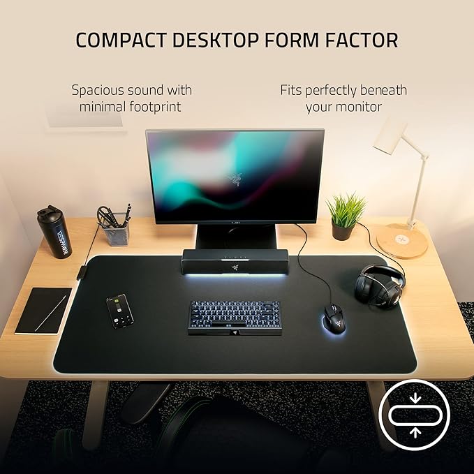 Razer Leviathan V2 X PC Soundbar with Full-Range Drivers - Compact Design - Chroma RGB - USB Type C Power and Audio Delivery - Bluetooth 5.0 - for PC, Laptop, Smartphones, Tablets & Nintendo Switch
