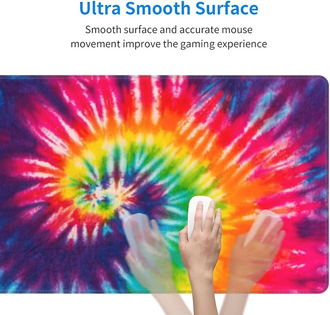 Cool Tie Dye Art Mouse Pad Extended Large Gaming Mousepad XL Big Long Oversized Desk Mat Stitched Edges 31.5 X 11.8 Inch for Home Office