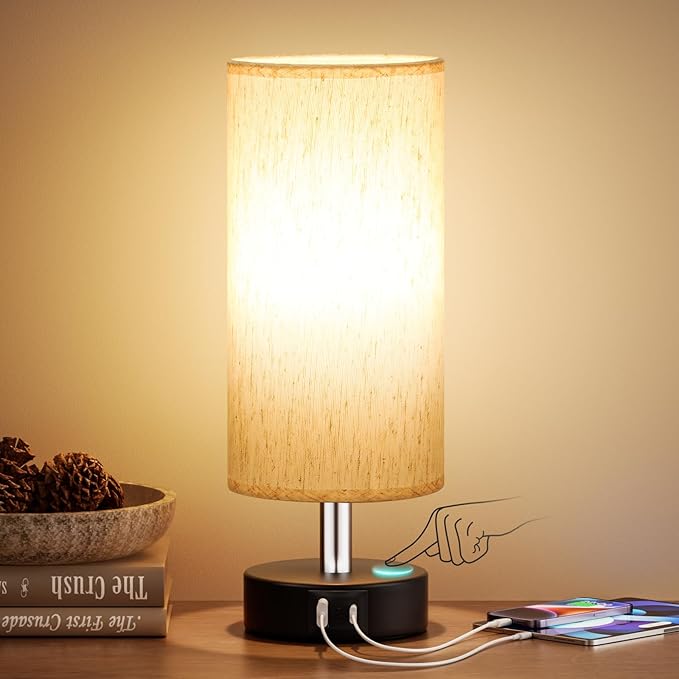 Small Touch Bedside Lamp for Bedroom - Table Lamps for Nightstand, Minimalist Night Stands Light Lamp, Desk Lamps for Reading, Kids, Living Room, Office, Dorm