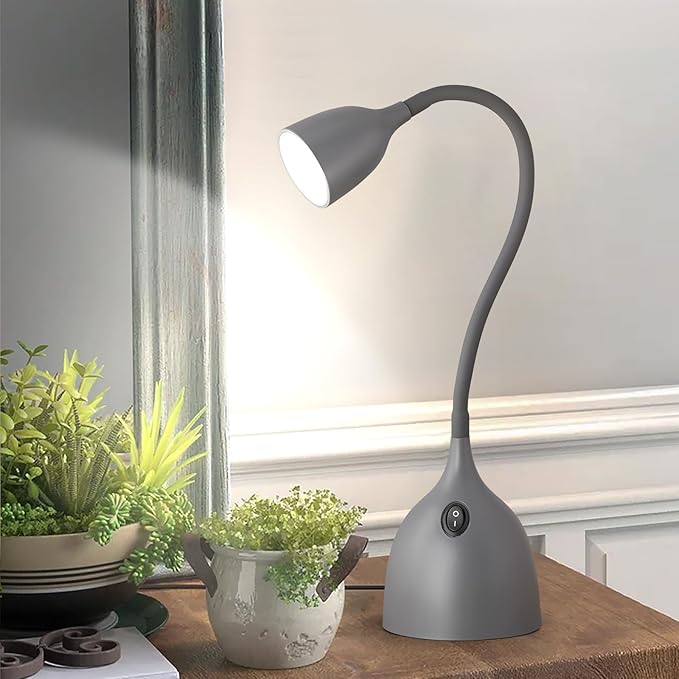 Desk Lamp for College Dorm Room - LED Reading Light - Small Adjustable Flexible Gooseneck Table Lamp - Eye-Caring Desk Lamp for Home Office Study Lamp, White