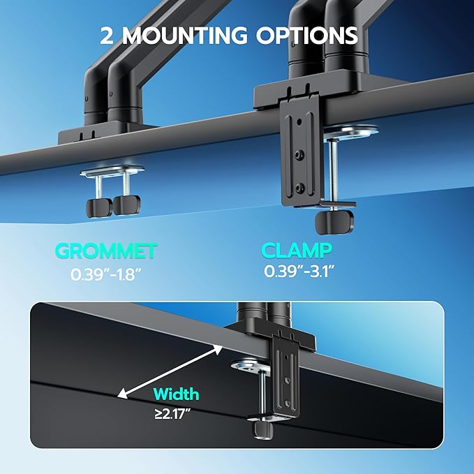 ARES WING Dual Monitor Mount, Heavy Duty Monitor Arms for 2 Monitors for 17-35 Inch, Fully Adjustable Monitor Desk Stand Ultrawide Screen, VESA 75x75 or 100x100mm, Black