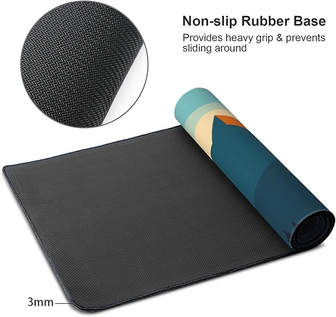 Desk Mat, Mountain Forest XXL 35.4"x15.7"Large Gaming Mouse Pad, 3mm Thick Gaming Keyboard Pad,Desk Pad Non-Slip Rubber Base with Stitched Edges for Office Game Home Decor