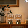 Touch Control Small Table Lamp Set of 2, Elegant Gold Glass Bedside Lamp 3 Way Dimmable with USB C+A Charging Ports - Bedroom Nightstand & Living Room Essential, 4W Bulb Included