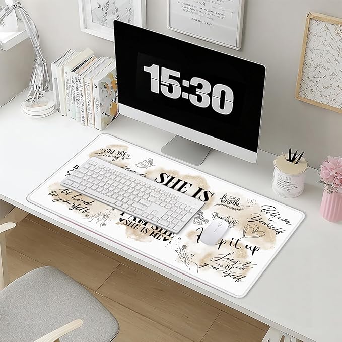 Inspirational Large Mouse Pad 31.5x15.7inch, Self Care Gifts Large Extended Computer Desk Mat Mousepad for Keyboard and Mouse, Motivational Office Desk Accessories