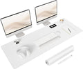 YSAGi Non-Slip Leather Desk Pad Long Size, Waterproof Laptop Computer Desk Keyboard Mat, Table Protector Blotter Mat, Large Mouse Pad for Office/Work/Home/Decor(White, 47" x 17")