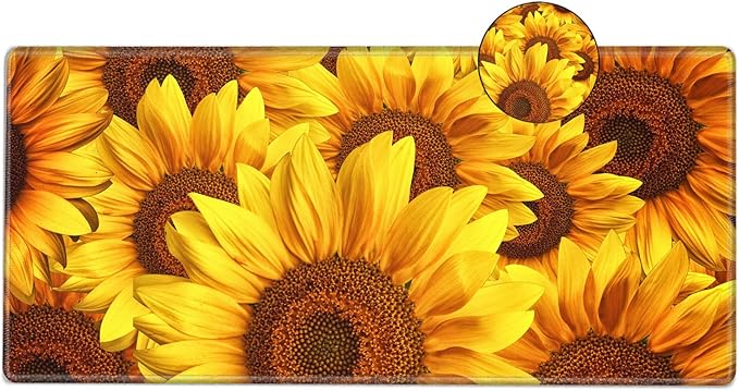 Sunflower Mouse Pad Large Desk Mats on Top of Desks Pad 31.5''x 15.75''inch Gaming Mousepad Long Extended Desk Protector Mat Full Laptop Mat for Wireless Mouse Non Slip Work Computer
