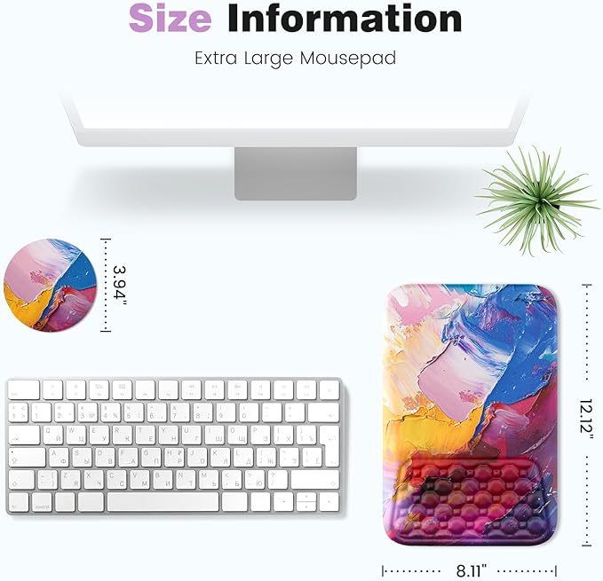 Ospelelf Mouse Pad with Wrist Rest Ergonomic Comfortable Wrist Support Mousepad for Computer Multicolored