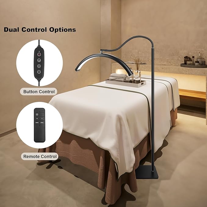 [Promotion Ultra-Bright] Half Moon LED Floor Light for Lash Techs, Eyelash Extensions, Estheticians, Skincare, Nail Art, Tattoo Artists, Home & Office - Professional Shadow-Free Lamp | Dimmable