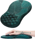 Mouse Pad Wrist Support, Ergonomic Mouse Pad with Wrist Rest, Comfortable Computer Mouse Pad for Laptop, Mousepad with Non-Slip PU Base Banana Leaf Green