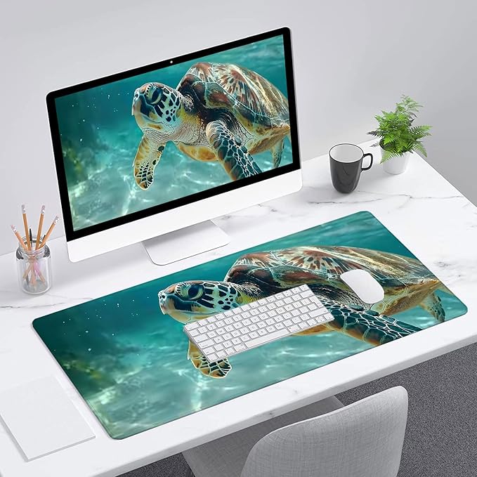 Sea Turtle Gaming Mouse Pad Cute Animal Ocean Beach XL Mouse Pad Large Mousepad Extended Laptop Keyboard Mat Gaming Desk Pad Mouse Mat 31.5"x11.8" Office Computer Keyboard Laptop Home