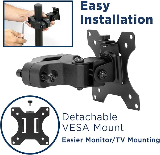 Mount-It! Universal VESA Pole Mount | Full Motion TV Pole Bracket | VESA 75 100 | Fits TVs or Monitors Up to 32 Inches