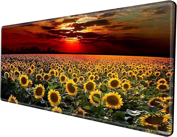 XXXL Mouse Pad Gaming 48x24 Extra Large Mousepad Huge Full Desk Mat Oversized Desk Pad Sunflower Sunset Marble Mouse Mat Giant Computer Mat for Protector Desktop