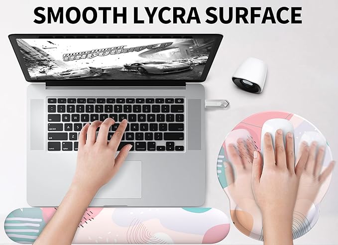 eulps Mouse Pad Wrist Support, Ergonomic Memory Foam Keyboard Wrist Pad & Gel Wrist Rest Set for Computer Keyboard for Easy Typing for Office & Home (Floral Fantasy Set)