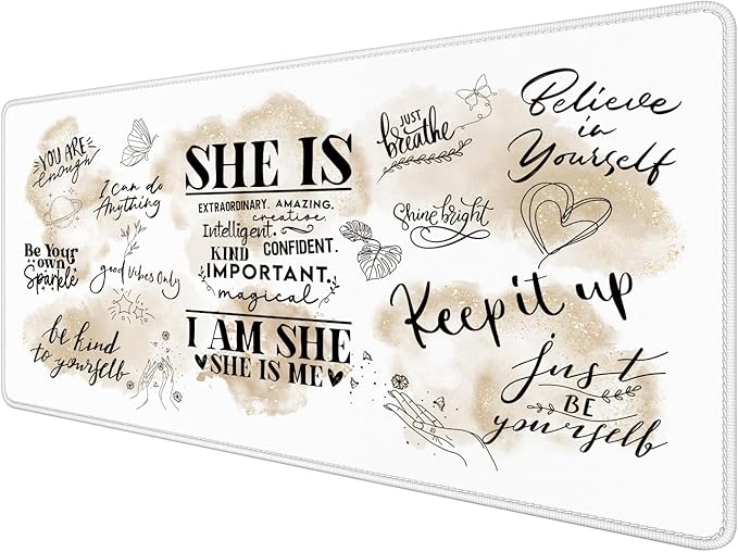 Inspirational Large Mouse Pad 31.5x15.7inch, Self Care Gifts Large Extended Computer Desk Mat Mousepad for Keyboard and Mouse, Motivational Office Desk Accessories