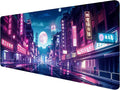 Tokyo Anime City Gaming Mouse Pad Cyberpunk Neon Streets Large Gaming Mouse Mat with Stitched Edges,Non-Slip Waterproof Rubber Base Mous Mat 31.5"x11.8" Office Computer Keyboard Laptop Home