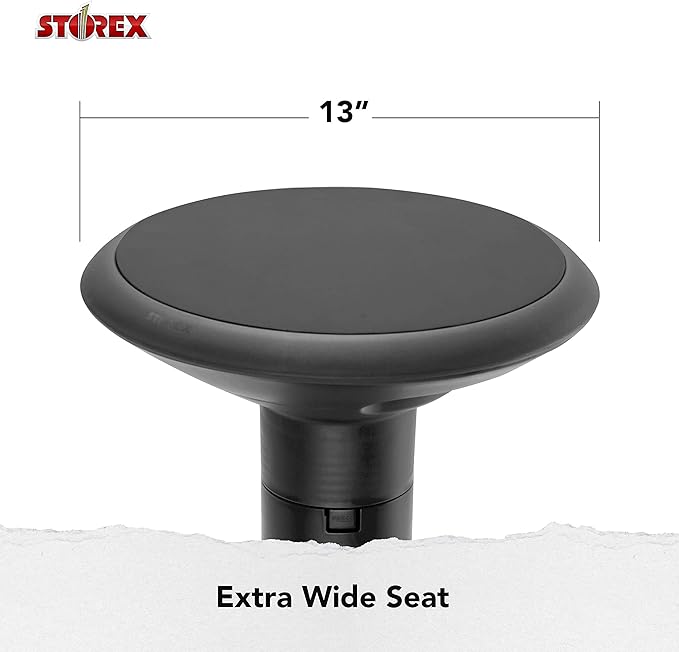 Storex Active Tilt Stool – Ergonomic Seating for Flexible Office Space and Standing Desks, Adjustable 12-24 Inch Height, Black (00320A01C)