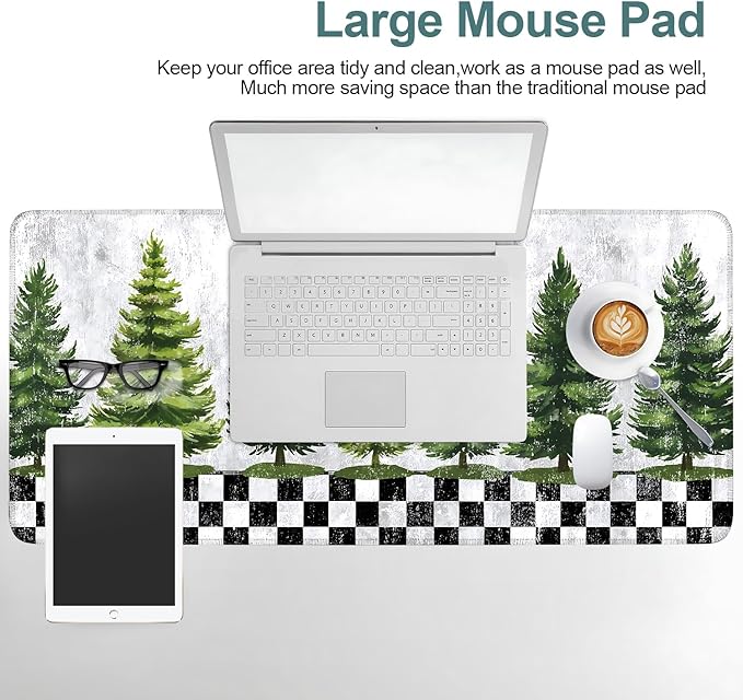 Christmas Tree Extended Gaming Mouse Pad 35.4x15.7Inch Large Desk Mat Anti-Slip Rubber Base & Durable Stitched Edges for Gamers Smooth Mouse Writing Surface for Desk Office/Home