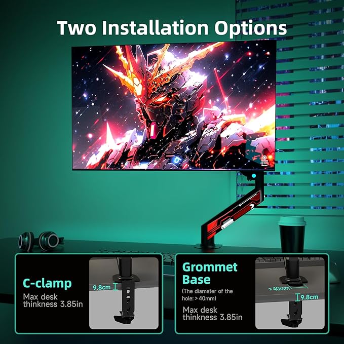 Suptek Monitor Mount, Gas Spring Monitor Arm Desk Mount Fully Adjustable Fits 32 inch Monitors Weight Capacity up to 22 lbs(MD8WR)