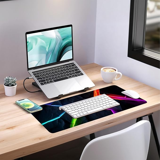 Energy Bar Extended Gaming Mouse Pad 31.5x11.8inches Large Desk Mat Anti-Slip Rubber Base & Durable Stitched Edges for Gamers Smooth Mouse Writing Surface for Desk Office/Home