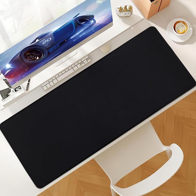 Bloss Desk Mat, Non-Slip Desk Pad Mat Protector, Large Desk Pad for Keyboard and Mouse, Black Desk Mousepad with Stitched Edges, Keyboard Pad for Game, Office(31.5×11.8 Inches)