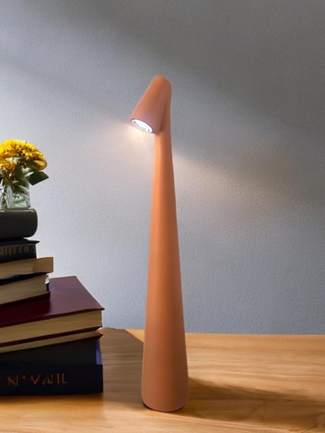 LED Desk Lamp with Touch Control, 3 Color Modes, Portable, Cordless, USB-C Rechargeable, Modern Table Light for Office, Bedroom, Portable, with Multiple Finishes (Orange, Small)