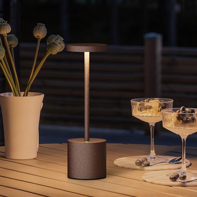 SAKRINGT 2 Pack Cordless Table Lamp Rechargeable, 5000mAh Battery Operated Portable LED Table Light with Dimming, 10-30H Runtime for Restaurant, Patio, Outdoor, Deck, Garden