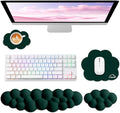 Cloud Wrist Rest for Computer Keyboard, 4-in-1 Memory Foam Leather Cloud Keyboard Wrist Rest and Mouse Pad Set with Ergonomic Support for Arm and Palm Cushion, Gaming/Work Setup, Dark Green