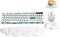 Ergonomic Keyboard Wrist Rest, Leaf Shape PU Leather Memory Foam Wrist Support for Computer Keyboard, Keyboard Pad and Cute Mouse Wrist Pad for Gaming,Office, Computer, Typing, White