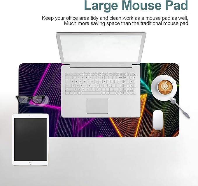 Colorful Extended Gaming Mouse Pad 31.5x11.8inches Large Desk Mat Anti-Slip Rubber Base & Durable Stitched Edges for Gamers Smooth Mouse Writing Surface for Desk Office/Home