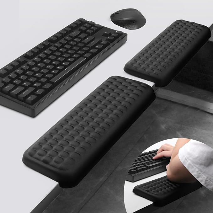 L-Shaped Desk Elbow Pad for Desk, 2-Piece Memory Foam Elbow Pads with Non-Slip, Ergonomic Desk Edge Cushion, Wrist Support Arm Rest for Office and Gaming (11.8 * 3.9 inch)