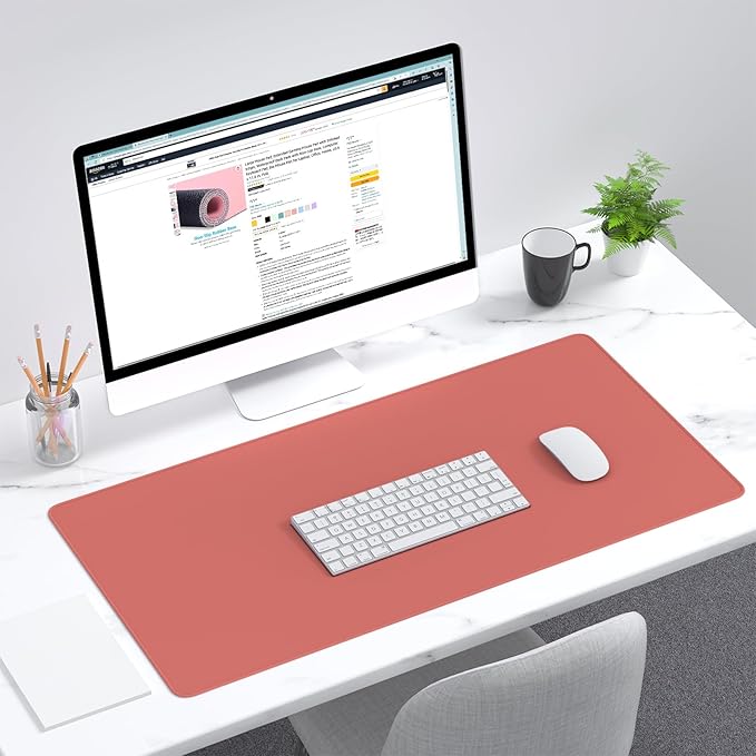 Dapesuom Large Gaming Mouse Pad, Extended Mouse Mat with Stitched Edges, Full Size Keyboard Pad with Non-Slip Base, Big XXL Computer Desk Mats for Gamer, Laptop, Office, 31.5 x 15.7in, Indian Red