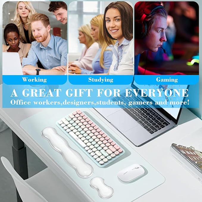 Gel Wrist Rest for Keyboard and Mouse, Wrist Rest for Keyboard, Mouse Wrist Support, Pain Relief, Cool Touch, Non-Skid, Keyboard Wrist pad