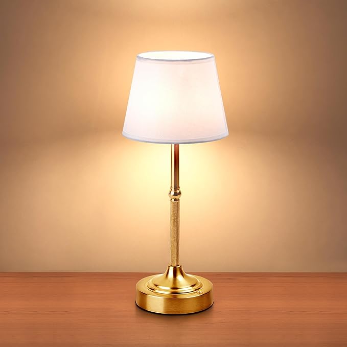 LUTEC Cordless Table Lamp, Battery Operated Lamp with 3 Color Temps and Stepless Dimming, 5200mAh Portable Rechargeable Table Lamp for Restaurant/Bedroom/Bars/Outdoor (Brushed Gold)