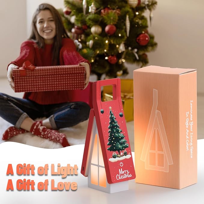 Bedside Table Lamp for Kids, Rechargeable Small Cordless Table Lamp, 3 Color Modes, Dimmble Nightstand Lamp Touch Control, Foldable Desk Lamp for Bedroom, Christmas Nightlight for Work, Study, Reading