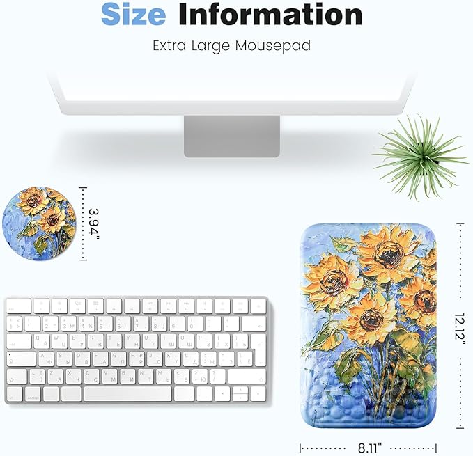 Ospelelf Mouse Pad with Wrist Rest Ergonomic Comfortable Wrist Support Mousepad for Computer Sunflower