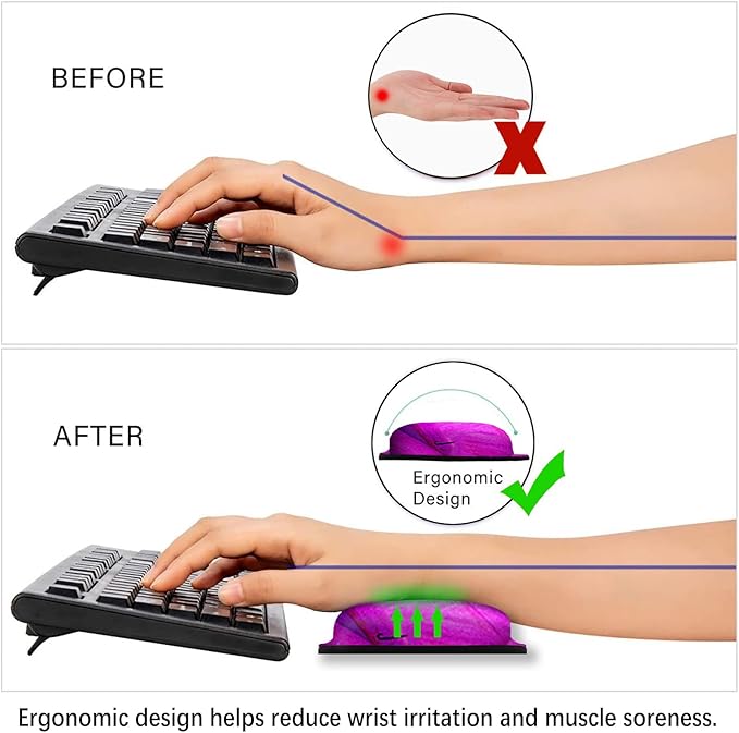 ARTSO Ergonomic Mouse Pad with Wrist Rest, Comfortable Keyboard Wrist Rest, Memory Foam Mousepad for Computer Keyboard, Mouse Pad Set for Easy Typing & Comfort, Purple Butterfly