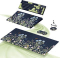 Ospelelf Keyboard Wrist Rest Stand Pad and Ergonomic Mouse Pad Set with Large Mousepad, Memory Foam Comfort, Premium Office Desk Accessories for Pain Relief, Moonlit Blossoms