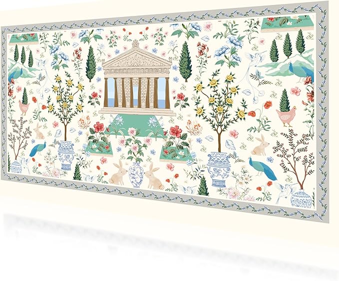 Desk Pad, ZAXOXAZ PU Leather Desk Protector, 31.5" x 15.7" XXL Large Extended Mouse Pad, Floral Desk Mat, Big Desk Blotter, Waterproof Desk Writing Pad for Office and Home (Flowers Garden)